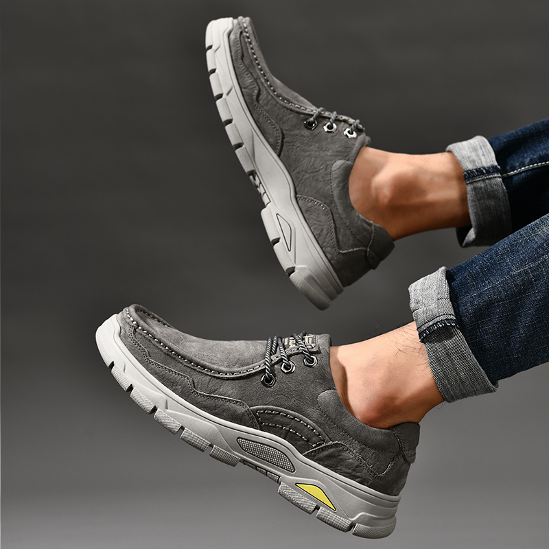 SocNoDn Luxury Men's Fashion Casual Genuine Leather Low-top Boots Men Climbing Hiking Sneakers Shoes