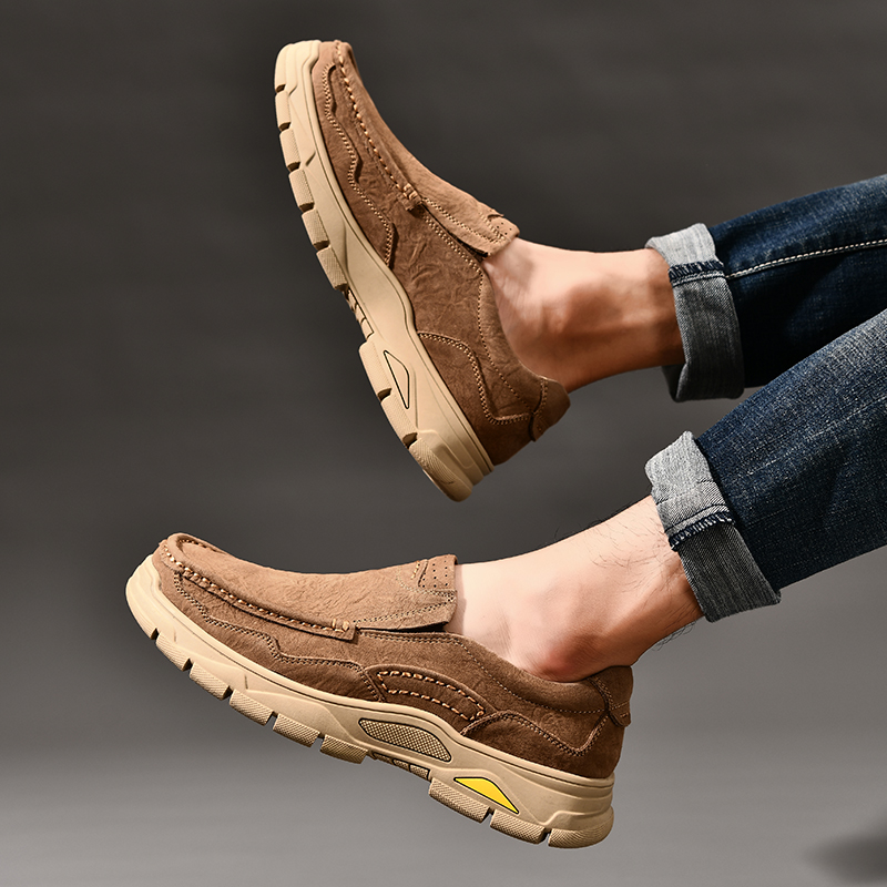 SocNoDn Luxury Men's Fashion Casual Genuine Leather Loafers Boots Men Climbing Hiking Sneakers Shoes