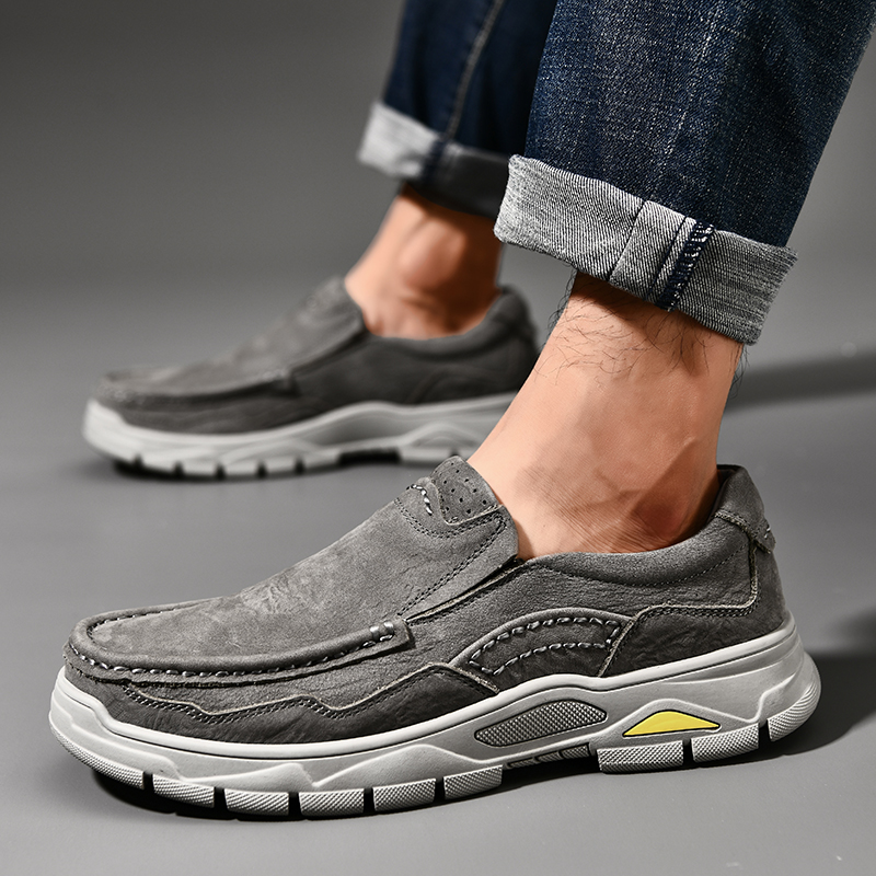 SocNoDn Luxury Men's Fashion Casual Genuine Leather Loafers Boots Men Climbing Hiking Sneakers Shoes