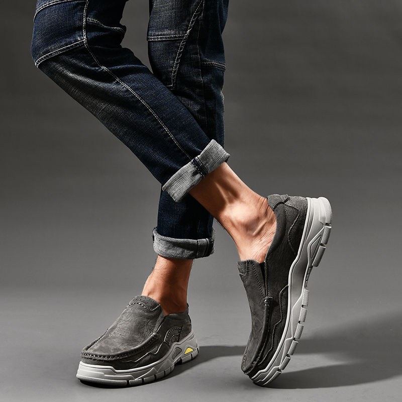 SocNoDn Luxury Men's Fashion Casual Genuine Leather Loafers Boots Men Climbing Hiking Sneakers Shoes