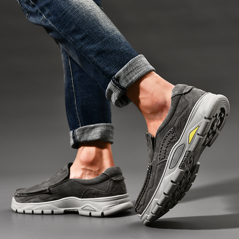 SocNoDn Luxury Men's Fashion Casual Genuine Leather Loafers Boots Men Climbing Hiking Sneakers Shoes