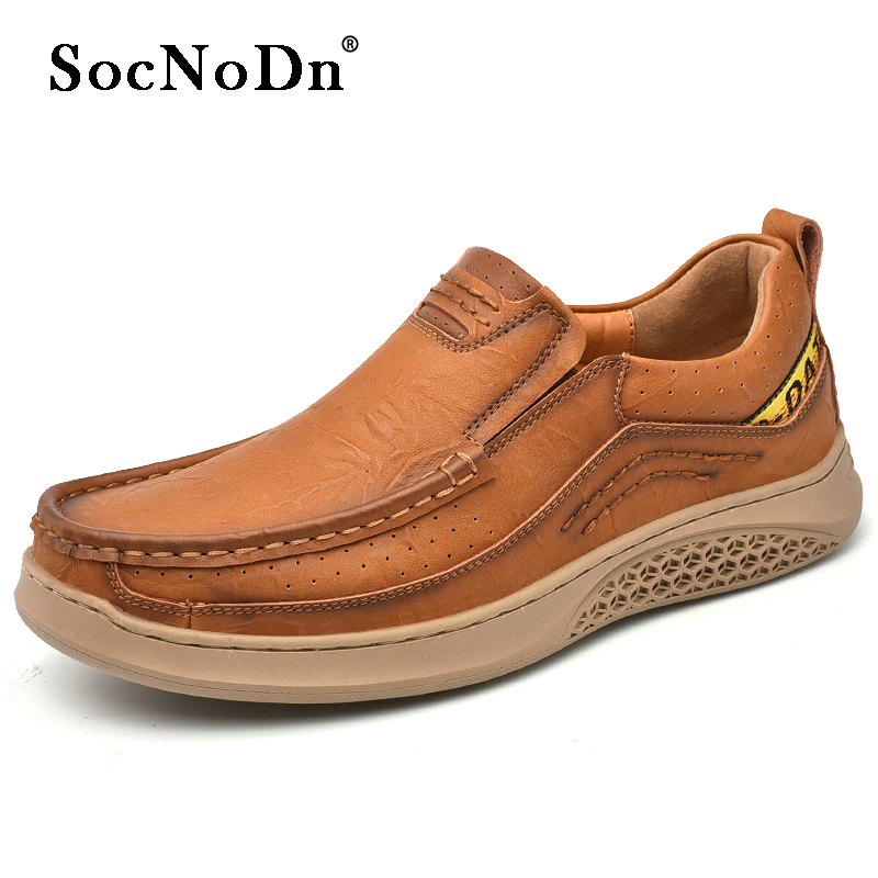 SocNoDn Luxury Men&apos;s Fashion Casual Genuine Leather Shoes Loafers Men Climbing Hiking Sneakers Boots