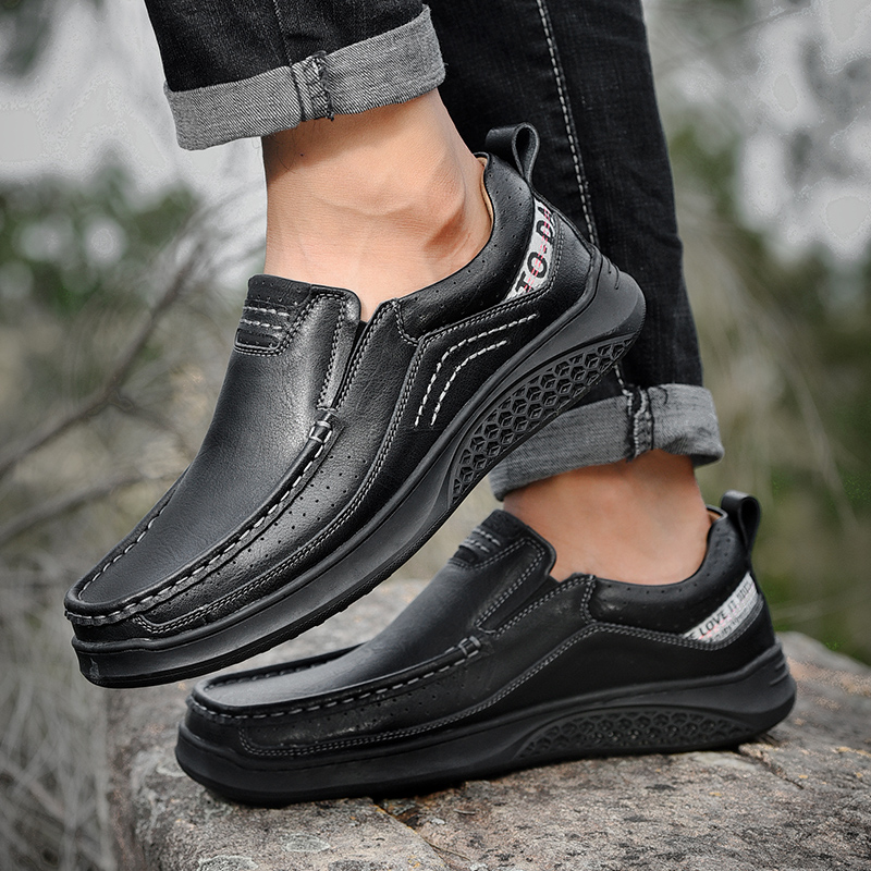 SocNoDn Luxury Men&apos;s Fashion Casual Genuine Leather Shoes Loafers Men Climbing Hiking Sneakers Boots