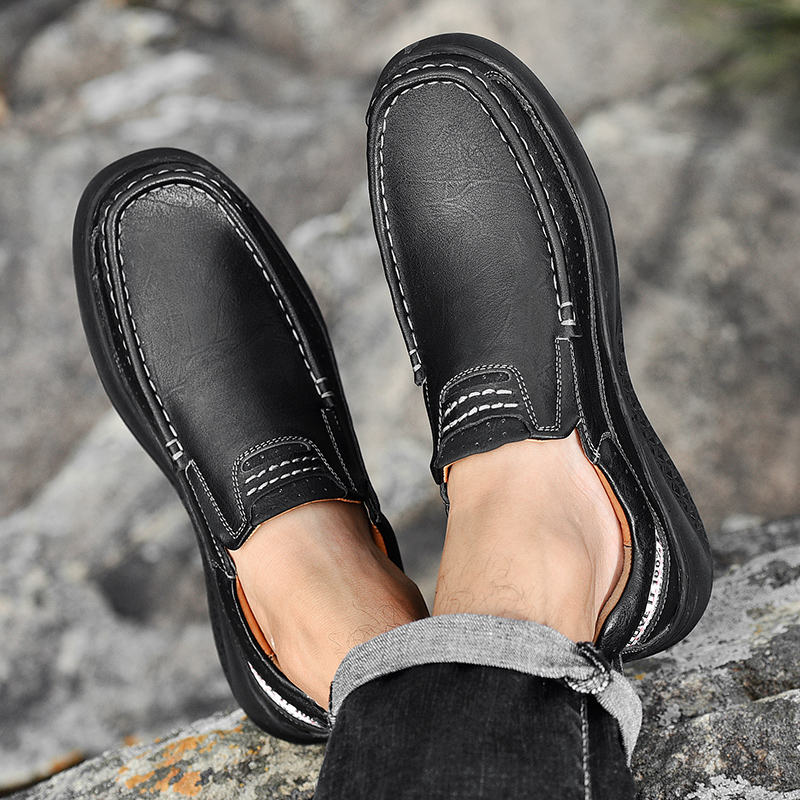 SocNoDn Luxury Men&apos;s Fashion Casual Genuine Leather Shoes Loafers Men Climbing Hiking Sneakers Boots
