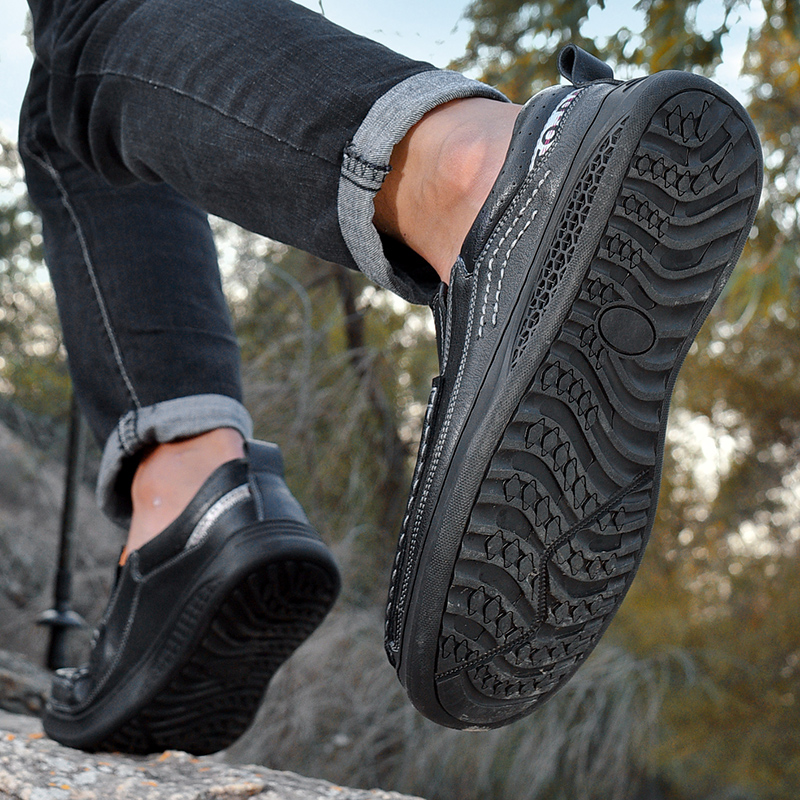 SocNoDn Luxury Men&apos;s Fashion Casual Genuine Leather Shoes Loafers Men Climbing Hiking Sneakers Boots