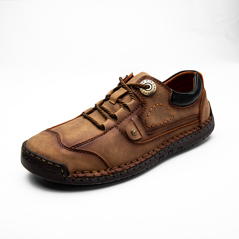 SocNoDn Men's Fashion Casual Quality Leather Low-top Boots Men Climbing Hiking Sneakers Shoes Luxury