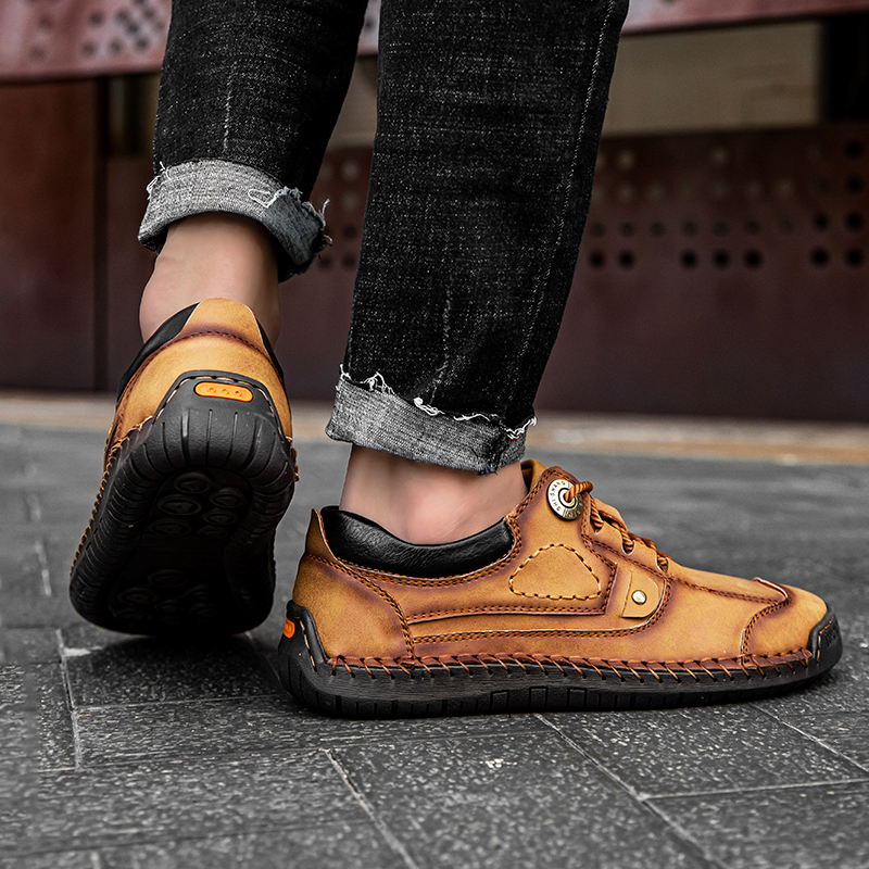 SocNoDn Men's Fashion Casual Quality Leather Low-top Boots Men Climbing Hiking Sneakers Shoes Luxury