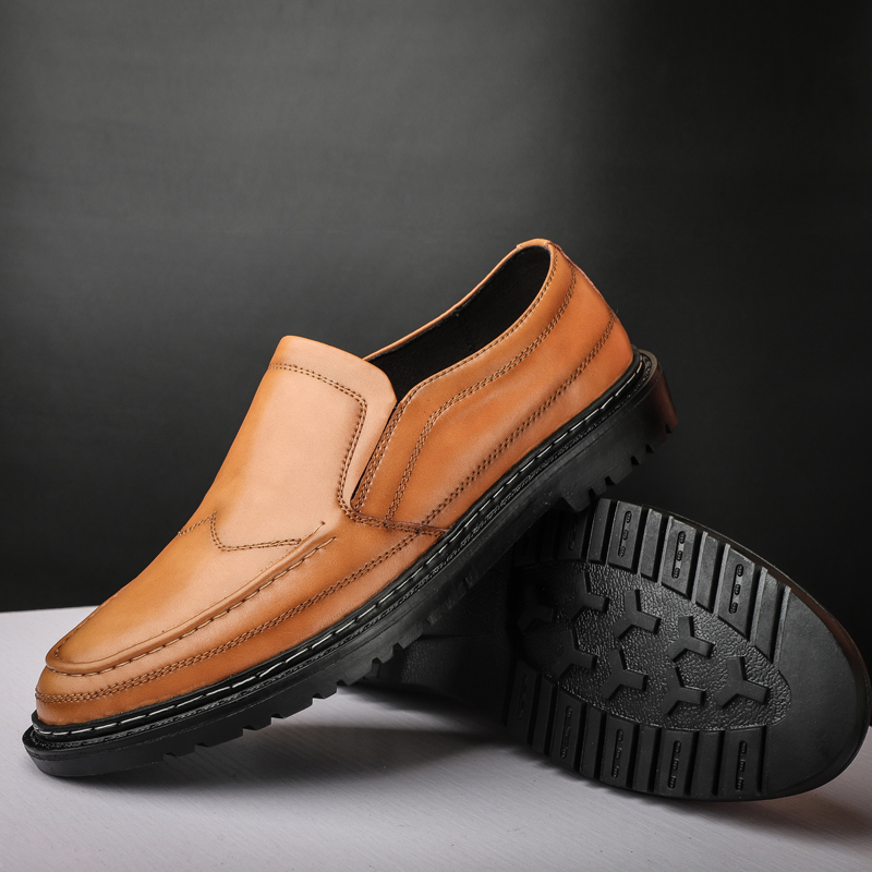 SocNoDn Men's Fashion Casual Luxury Leather Loafers Boots Men Climbing Hiking Sneakers Wedding Shoes