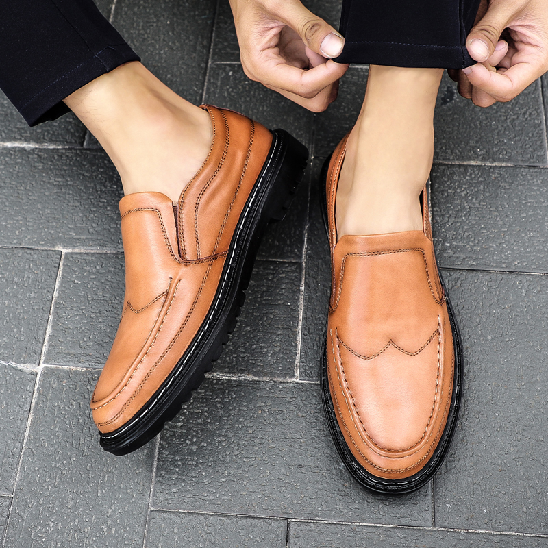 SocNoDn Men's Fashion Casual Luxury Leather Loafers Boots Men Climbing Hiking Sneakers Wedding Shoes