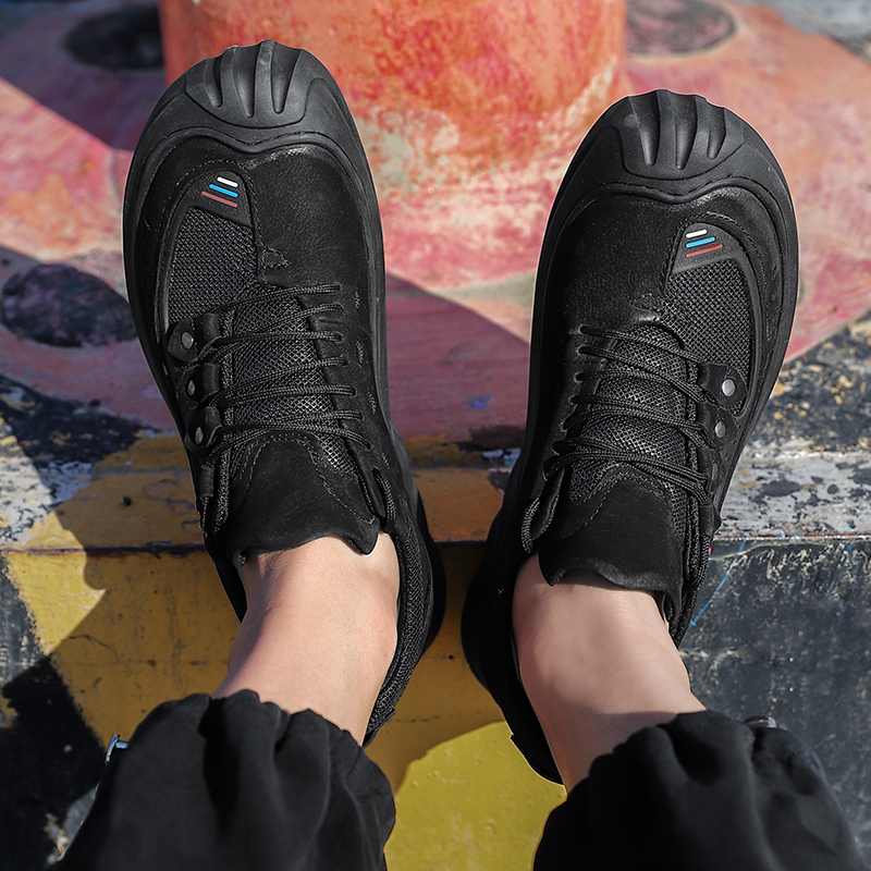 SocNoDn Men's Luxury Fashion Casual Genuine Leather Low-top Boots Men Hiking Worker Sneakers Shoes