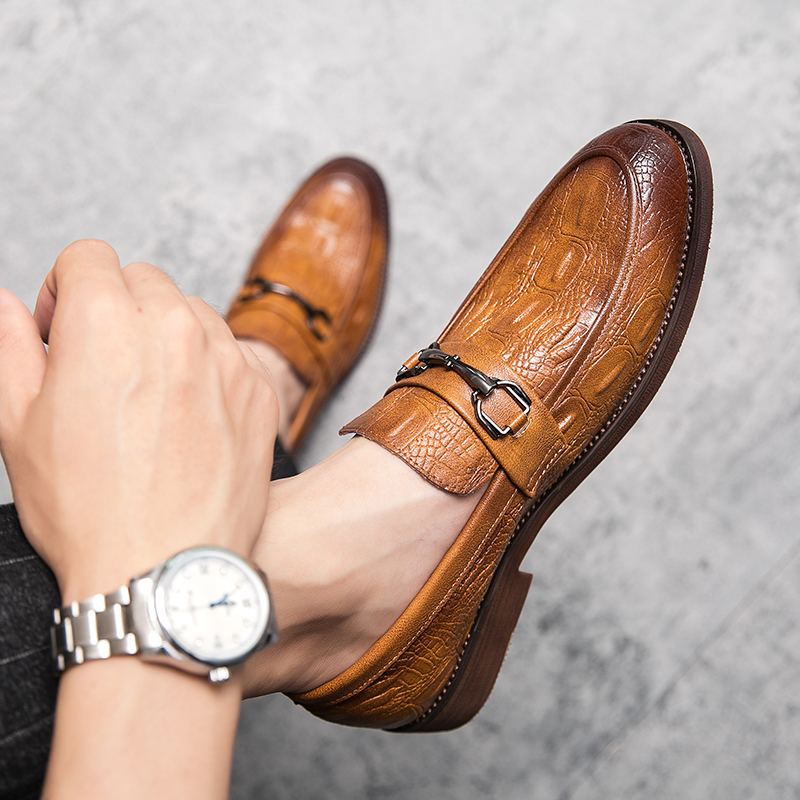 SocNoDn Men&apos;s Fashion Dress Formal Luxury Leather Shoes Casual Wedding Party Pointed Loafers Shoes