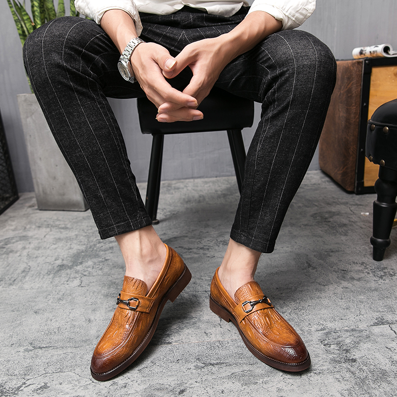 SocNoDn Men&apos;s Fashion Dress Formal Luxury Leather Shoes Casual Wedding Party Pointed Loafers Shoes