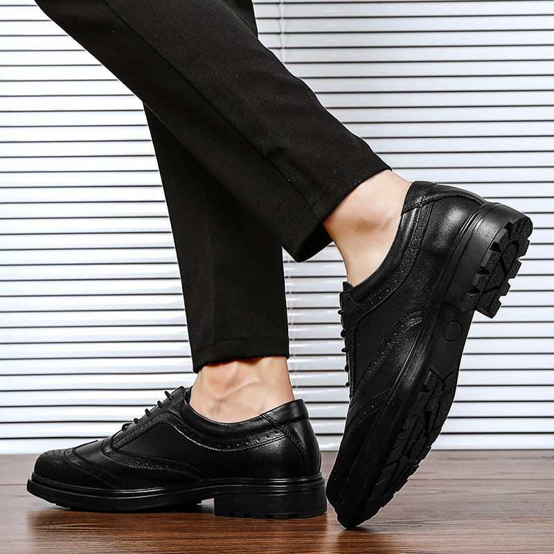 SocNoDn Mens Fashion Dress Casual Formal Genuine Leather Luxury Wedding Office Worker Brogue Walking Laces Shoes