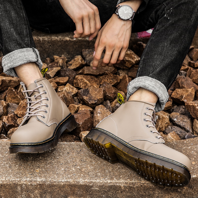 SocNoDn Men&apos;s Fashion Casual Leather Men Climbing Hiking Dr Martens High-top Shoes Ankle Boots
