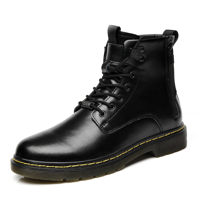 SocNoDn Men&apos;s Women&apos;s Unisex Casual Genuine Leather Ankle Boots Men Hiking High-top Dr Martens Shoes