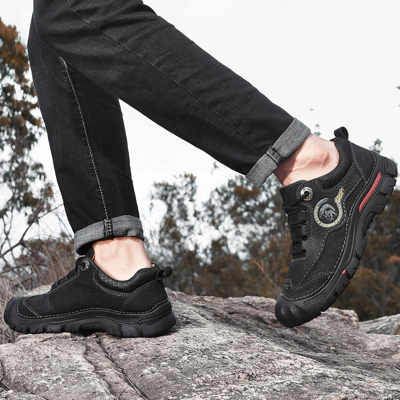 SocNoDn Men&apos;s Fashion Casual Luxury Leather Men Hiking Climbing Worker Low-top Boots Sneakers Shoes