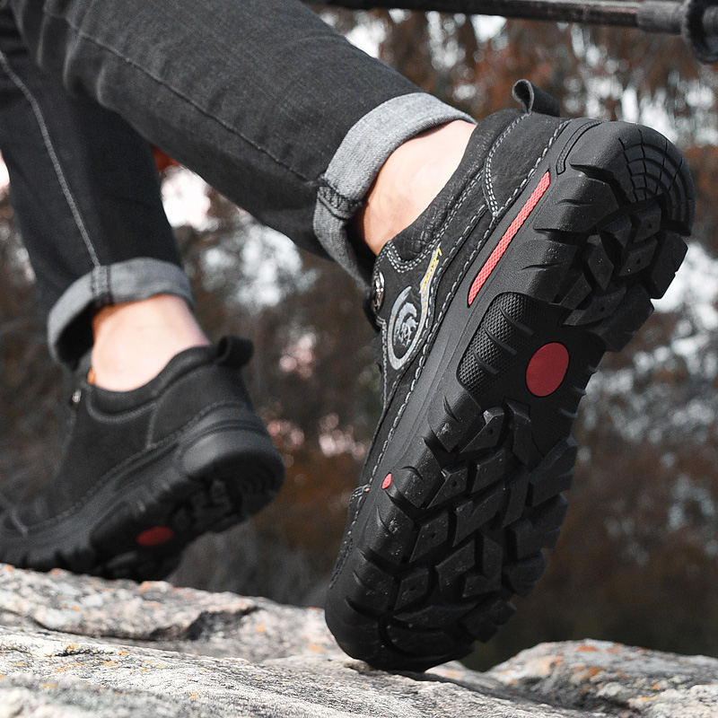 SocNoDn Men&apos;s Fashion Casual Luxury Leather Men Hiking Climbing Worker Low-top Boots Sneakers Shoes