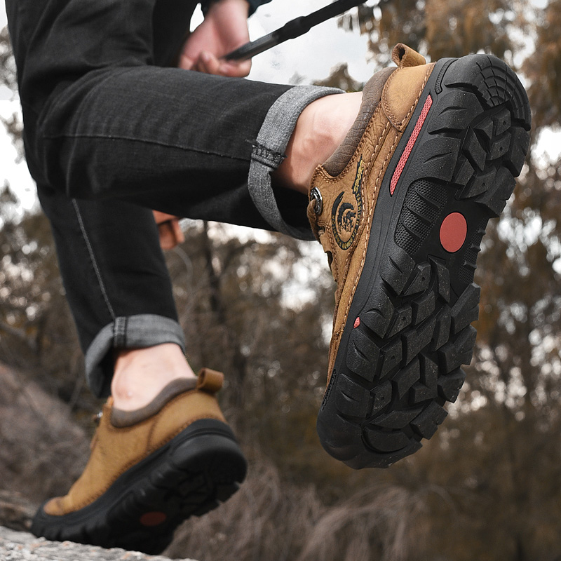 SocNoDn Men&apos;s Fashion Casual Luxury Leather Men Hiking Climbing Worker Low-top Boots Sneakers Shoes
