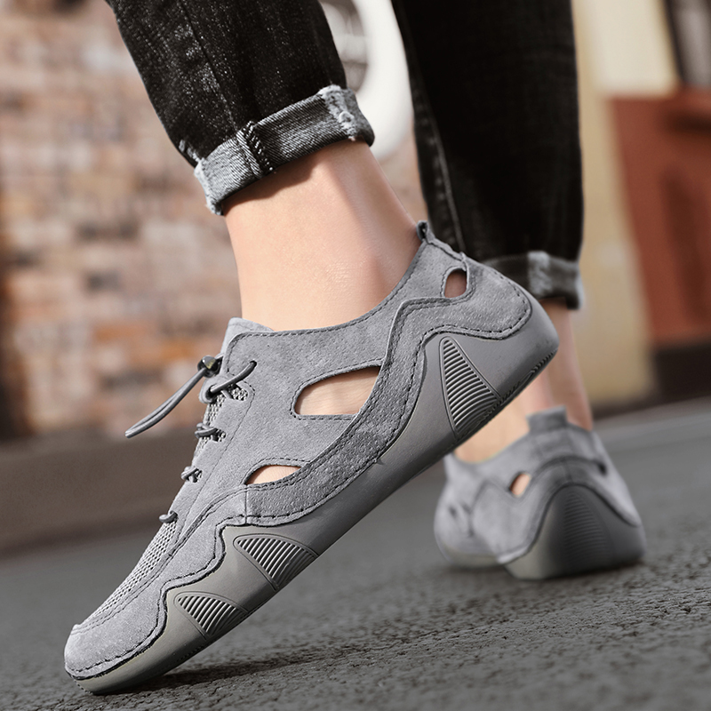 SocNoDn Men&apos;s Luxury Fashion Casual Hollow Leather Slippers Sandals Walking Hiking Shoes Slippers