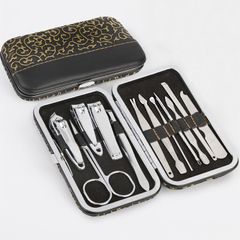 12-piece beauty set, finger care, nail clippers, cleanser, cuticle, pedicure, nail art, ear pick, peeling tool, small scissors, box, makeup set, manicure tool silver
