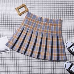 Pleated skirt New high-waisted multi-color A-line skirt preppy student young girl autumn/winter plaid skirt random color delivery XL