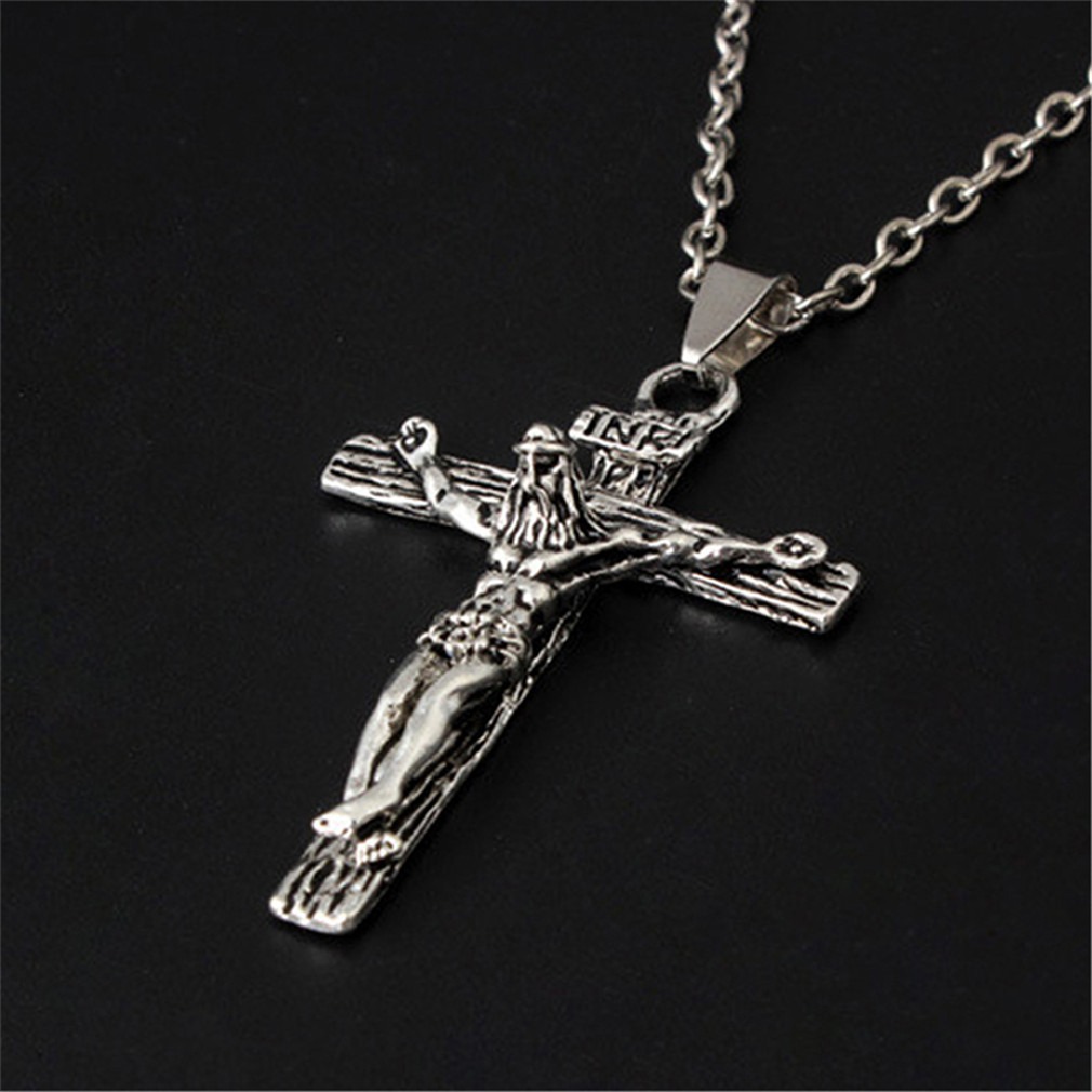 Jesus Cross Religious Element Personality Sweater Chain Titanium Steel Men's Pendant Necklace Retro Style Pendant Men and Women Same Style