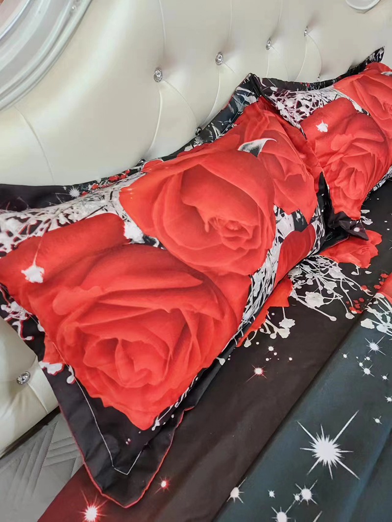 1- piece BedSheet Red Rose Purple Rose pattern 3D Printing Pattern