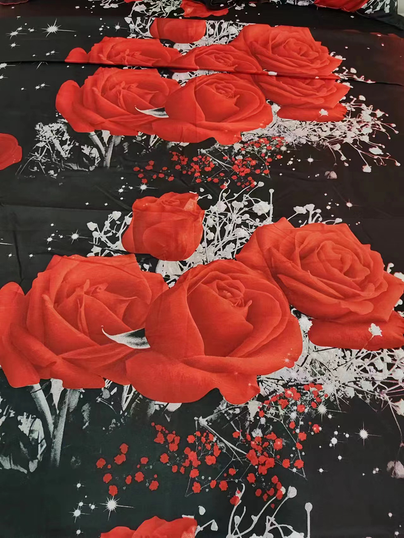 1- piece BedSheet Red Rose Purple Rose pattern 3D Printing Pattern