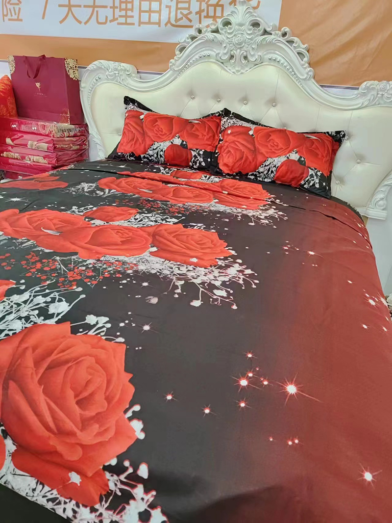 1- piece BedSheet Red Rose Purple Rose pattern 3D Printing Pattern