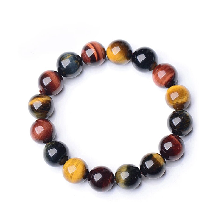 Natural tiger eye stone bracelet Three colors tiger eye stone bracelet Men's and women's single-loop bracelet