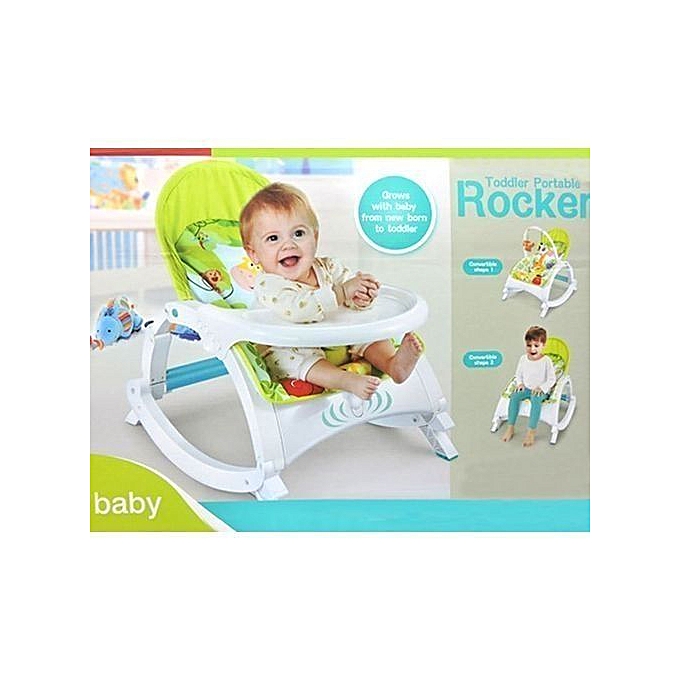 2 IN 1 Toddler Portable Baby Rocker with Dining Table, Music and Vibration 0-3yrs