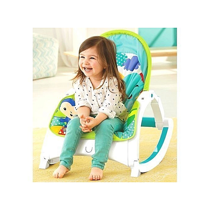 2 IN 1 Toddler Portable Baby Rocker with Dining Table, Music and Vibration 0-3yrs