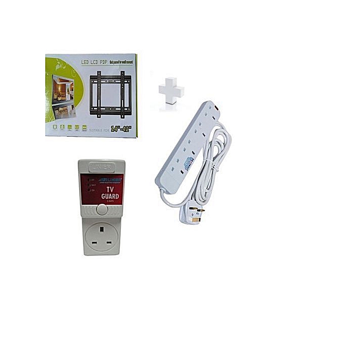 Wall Mounting Bracket for 14 - 42 TV plus free Tv guard and free heavy duty 4way extension.