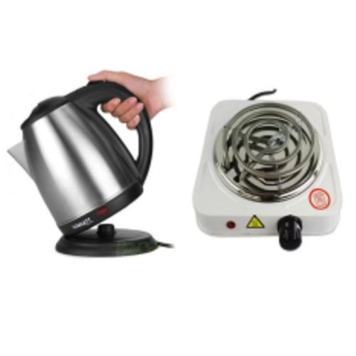 Electric Kettle Cordless 2Litres + FREE Single Spiral Hotplate