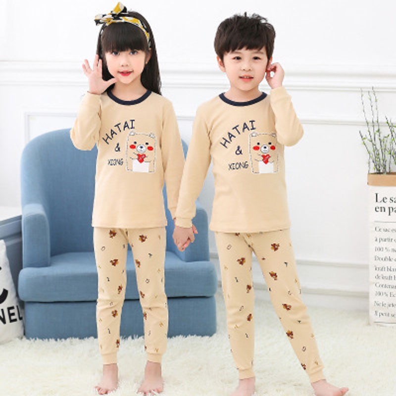 Kids Pajamas 2019 Autumn Girls Boys Sleepwear Nightwear Baby Infant Clothes Pajama Sets 100% Cotton