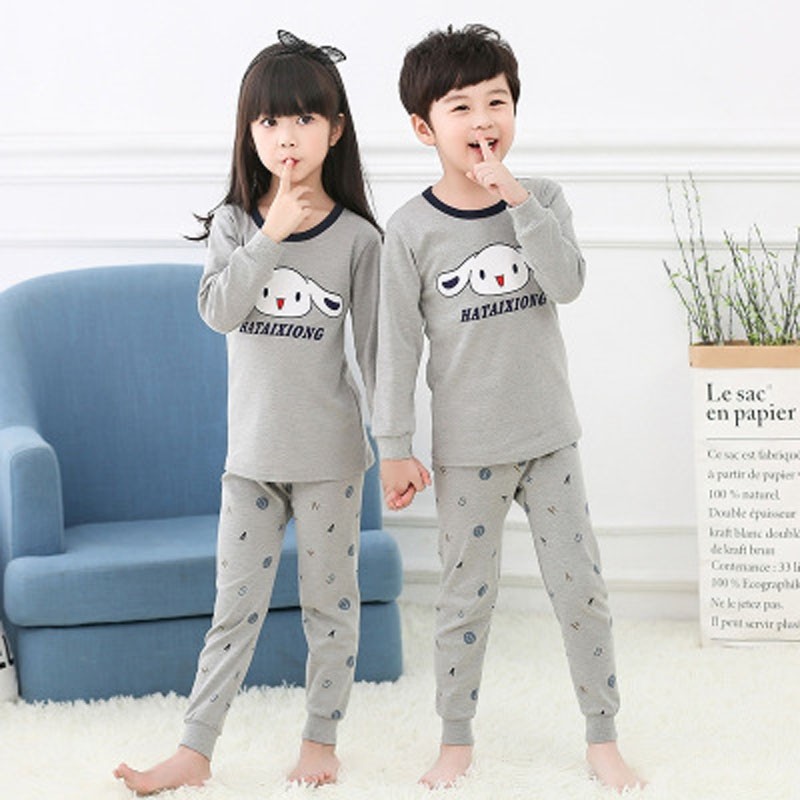 Kids Pajamas 2019 Autumn Girls Boys Sleepwear Nightwear Baby Infant Clothes Pajama Sets 100% Cotton