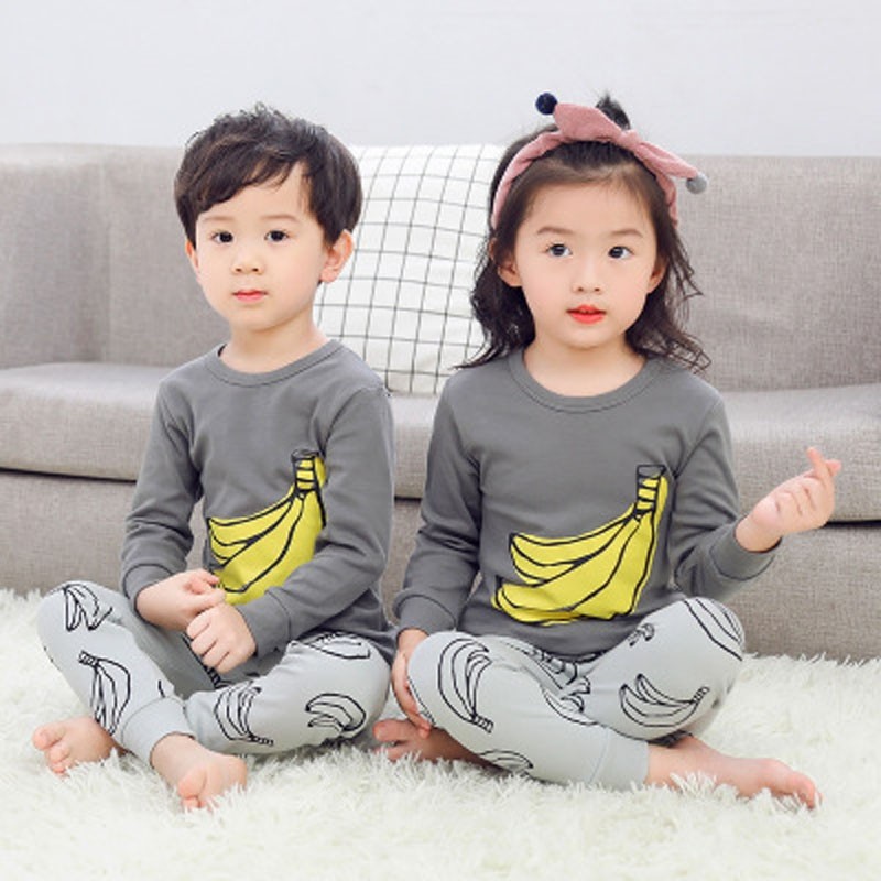 Kids Pajamas 2019 Autumn Girls Boys Sleepwear Nightwear Baby Infant Clothes Pajama Sets 100% Cotton
