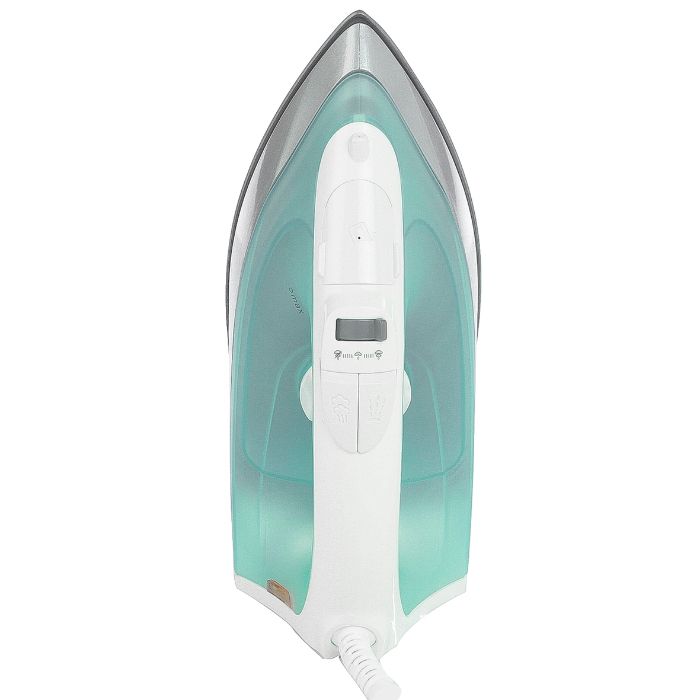 GREEN AND WHITE STEAM IRON - RM/306 Steam iron 1200 Watts Dry/spray/steam/vertical steam Continuous temperature control With light indicator function Over heating protection Non-stick soleplate