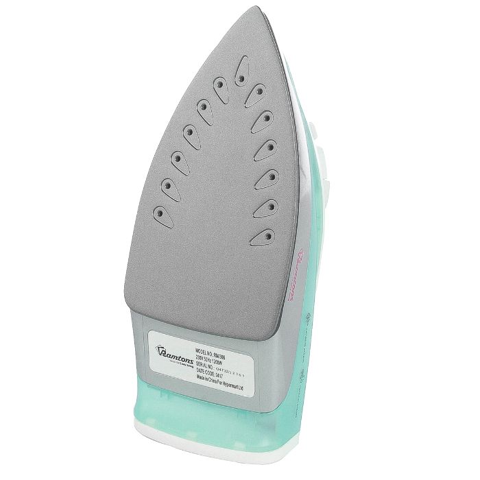 GREEN AND WHITE STEAM IRON - RM/306 Steam iron 1200 Watts Dry/spray/steam/vertical steam Continuous temperature control With light indicator function Over heating protection Non-stick soleplate