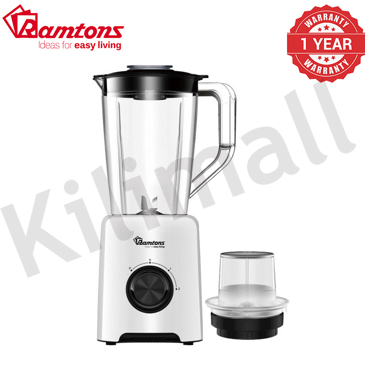 Ramtons RM/579 BLENDER +MILL 1.5 LITERS 2 SPEED  500 watts motor 2 speed + pulse Can blend ice Double locking safety feature