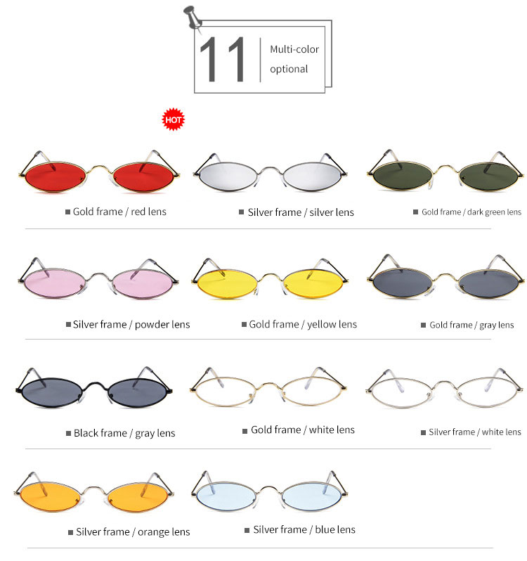 2021 Small Oval Sunglasses for men Male retro Metal frame vintage round sun glasses for women