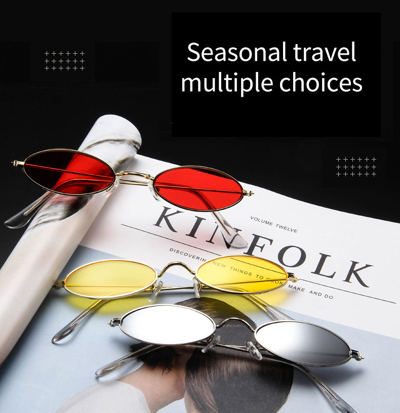2021 Small Oval Sunglasses for men Male retro Metal frame vintage round sun glasses for women