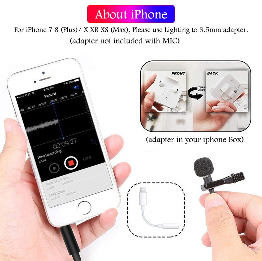 Mini Portable Microphones Condenser Clip-on Lapel Mic Wireless Microphone for Phone for Laptop