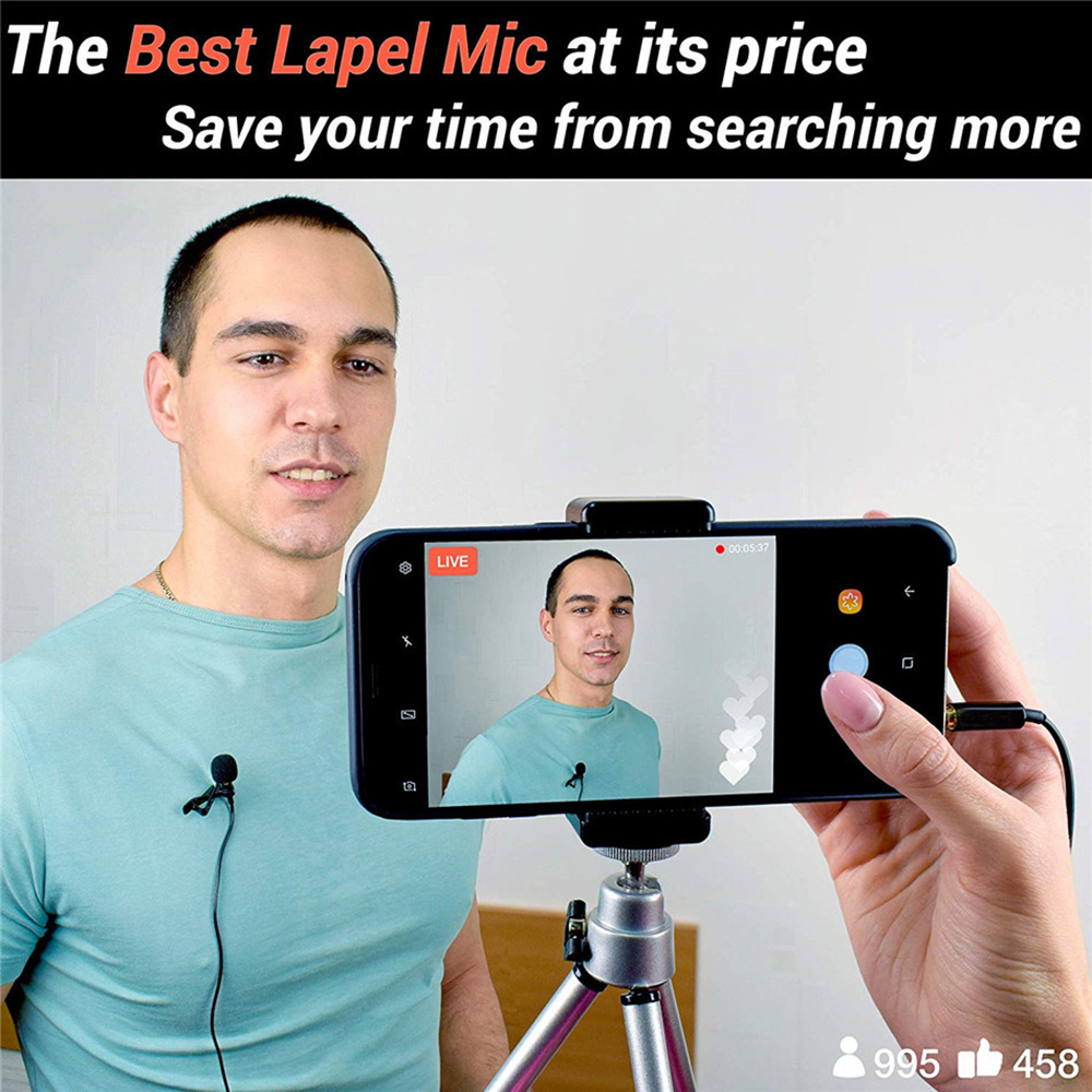 Mini Portable Microphones Condenser Clip-on Lapel Mic Wireless Microphone for Phone for Laptop