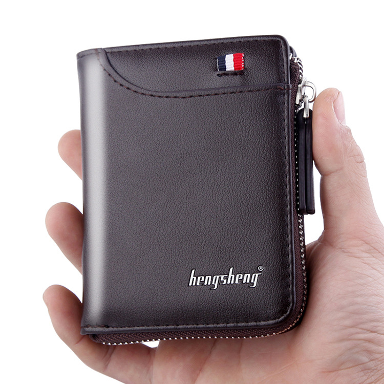Men&apos;s Wallet Multi-function Retro Short Wallet Men&apos;s Fashion Zipper Loose-leaf