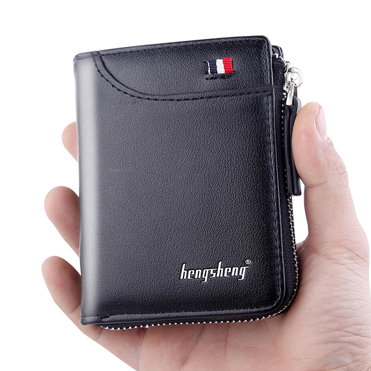 Men&apos;s Wallet Multi-function Retro Short Wallet Men&apos;s Fashion Zipper Loose-leaf