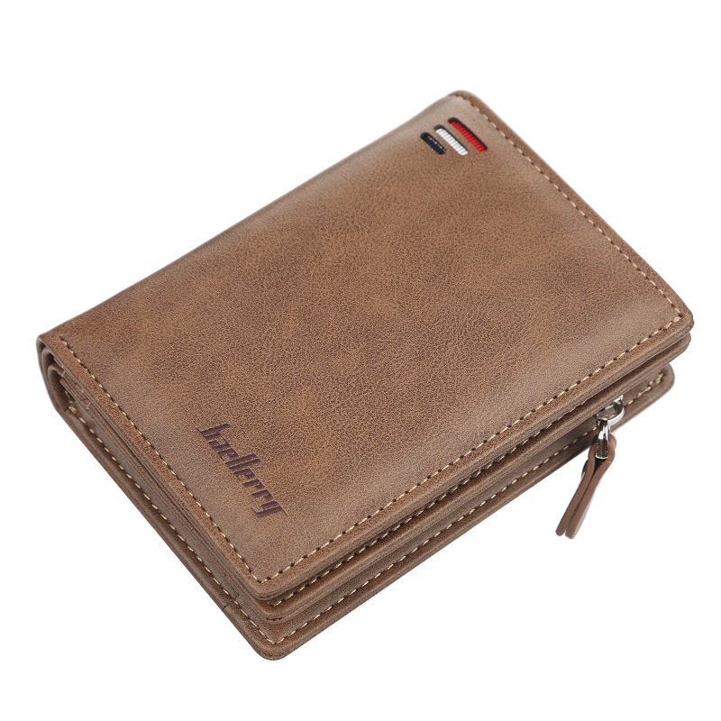 Wallet men&apos;s short paragraph vertical multi-card position snap coin purse fashion card package male