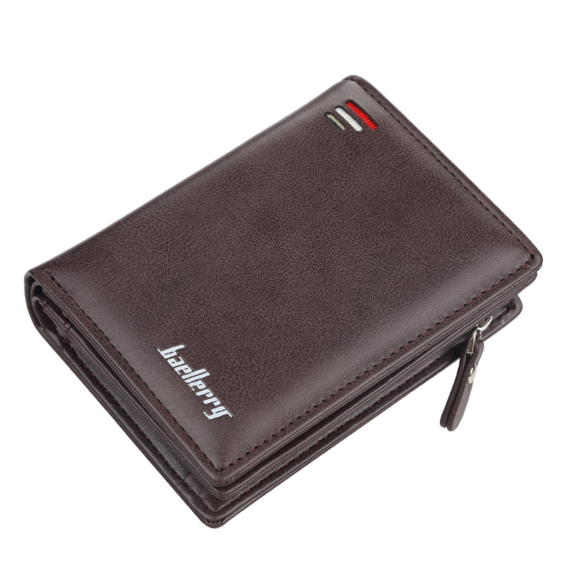 Wallet men&apos;s short paragraph vertical multi-card position snap coin purse fashion card package male