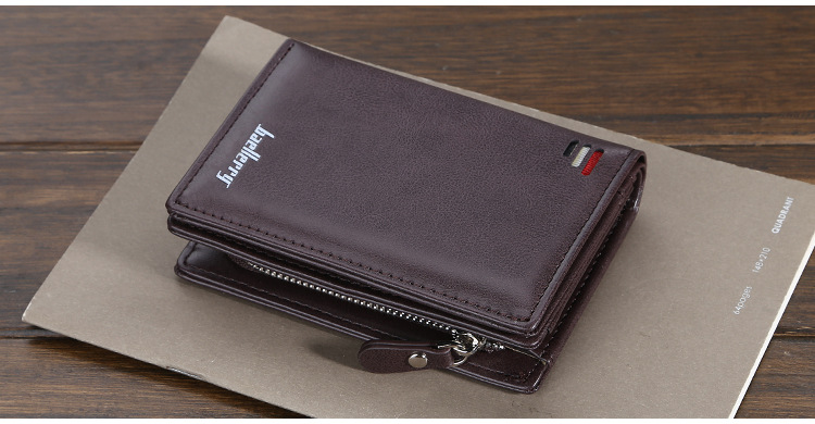 Wallet men&apos;s short paragraph vertical multi-card position snap coin purse fashion card package male