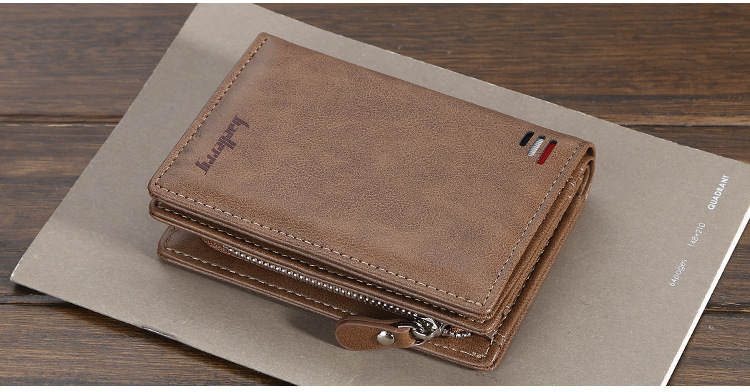 Wallet men&apos;s short paragraph vertical multi-card position snap coin purse fashion card package male